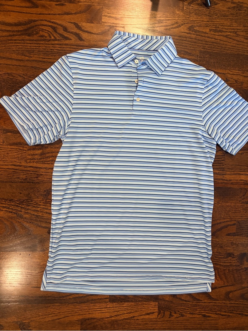 Southern Tide Men’s L Blue Stripe Performance Golf Polo